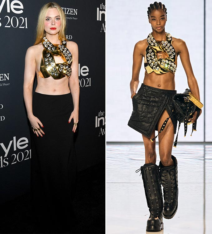 할리우드 배우 엘르 패닝, 발망 2022 S/S 컬렉션 쇼./사진=AFP/뉴스1, 발망(Balmain)