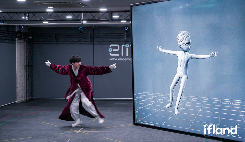 고려대학교 응원단의 응원 동작을 모션 캡쳐 방식으로 촬영하는 모습 /사진=SK텔레콤
