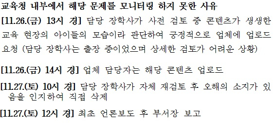 경기도교육청이 조명희 의원에게 제출한 사건 경위. /자료=조명희 의원