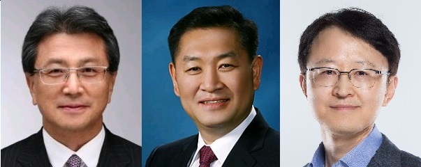 왼쪽부터 정현호 삼성전자 사업지원TF 부회장, 한종희 삼성전자 세트부문 부회장, 경계현 삼성전자 DS부문 사장. /사진제공=삼성전자
