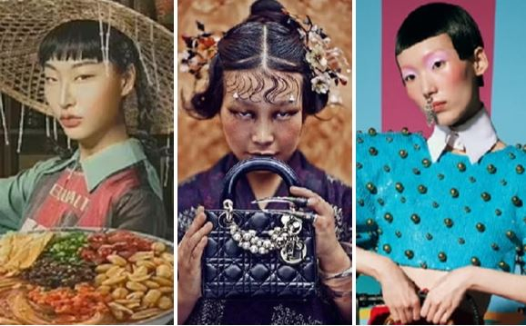 중국인 외모를 비하했다는 논란에 휩싸인 광고 사진들. (왼쪽부터) 중국 식품회사 싼즈쑹수, 글로벌 명품브랜드 디올과 구찌/사진=웨이보, 디올·구찌 공식 SNS