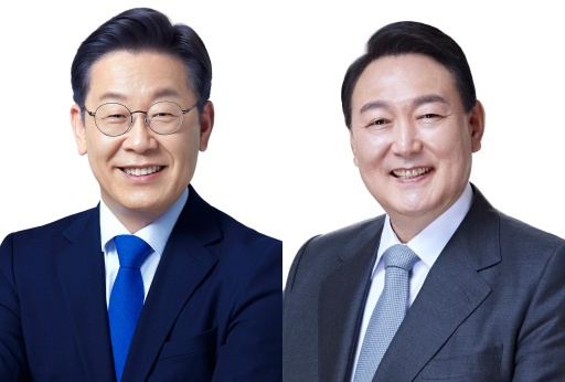 (왼쪽)이재명 더불어민주당 대선후보 (오른쪽)윤석열 국민의힘 대선 후보 