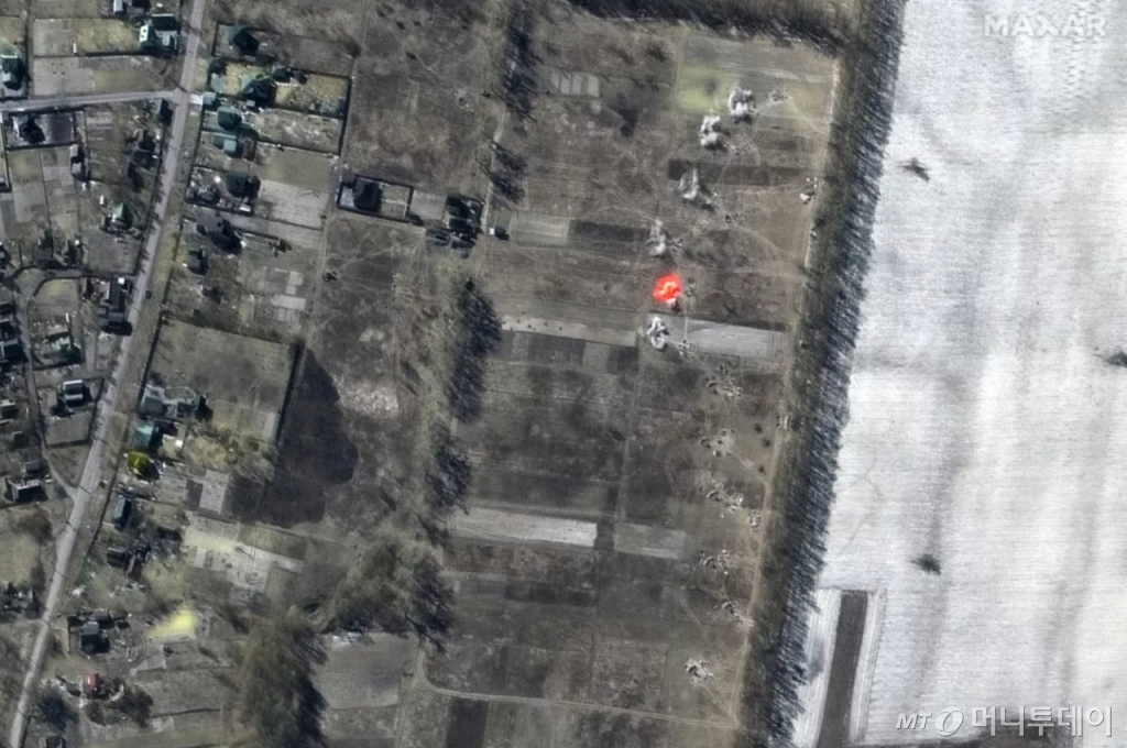  러시아군이 우크라이나 크이우에 포격을 가한 위성 사진. / 사진=맥사 테크놀로지스
