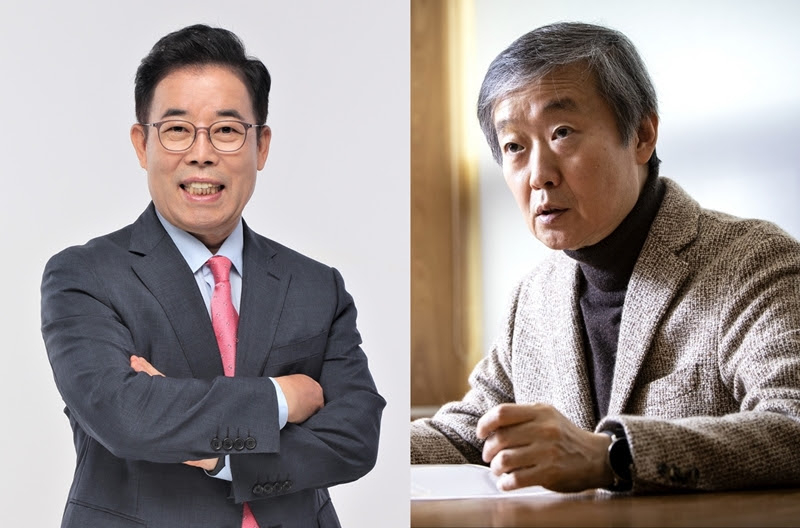 박성중 국민의힘 의원(왼쪽)과 김창경 한양대 창의융합교육원 교수. /사진제공=윤석열 대통령직 인수위원회.