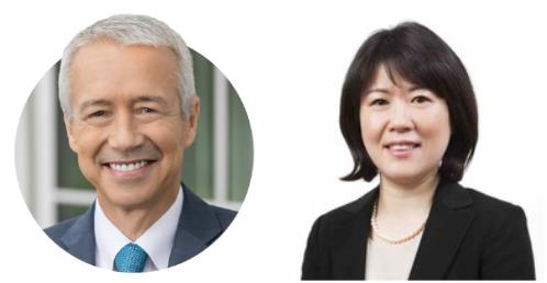 호아킨 두아토(Joaquin Duato) J&J 최고경영자(CEO)와 김옥연 J&J 아시아태평양 부회장. / 사진=존슨앤존슨 홈페이지