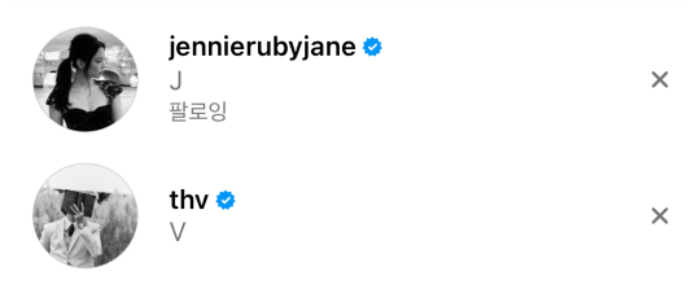 /사진=뷔, 제니 인스타그램