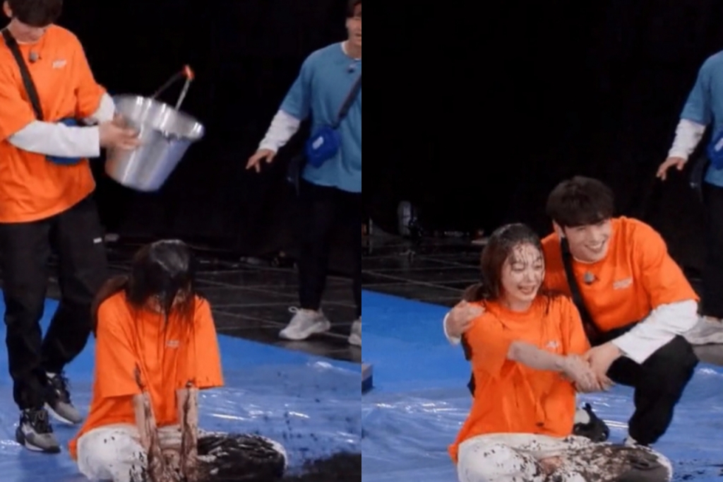 전소민에게 물감 벌칙을 하게 된 차은우 / 사진=SBS 예능 '런닝맨' 방송화면 캡처