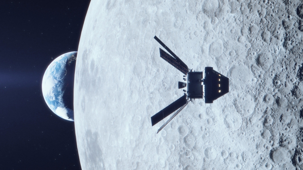 오리온 우주선이 달에서 무인탐사에 나서는 상상도. / 사진제공=미국항공우주국(NASA)
