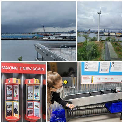 (왼쪽 위부터 시계방향)선셋파크MRF는 고와누스 운하 인근에 자리잡아 해상 교통수단을 이용하기 용이하다. 풍력 발전용 터빈과 태양광 등 재생에너지를 이용해 사용 전력 일부를 충당중이다. 시민, 관광객들을 위한 교육센터에는 재활용에 관한 다양한 설명과 장비 모형들이 배치돼 이해를 돕는다./사진=김성은 기자 