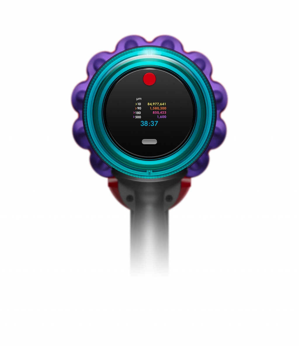 다이슨 무선청소기 신제품 Gen5디텍트, LCD 화면으로 실시간 먼지 상황을 알려준다/사진=다이슨