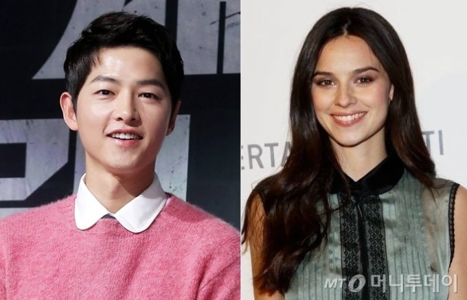 배우 송중기(왼쪽)와 케이티 루이스 사운더스./사진=김창현 기자 chmt@, 케이티 루이스 사운더스 페이스북