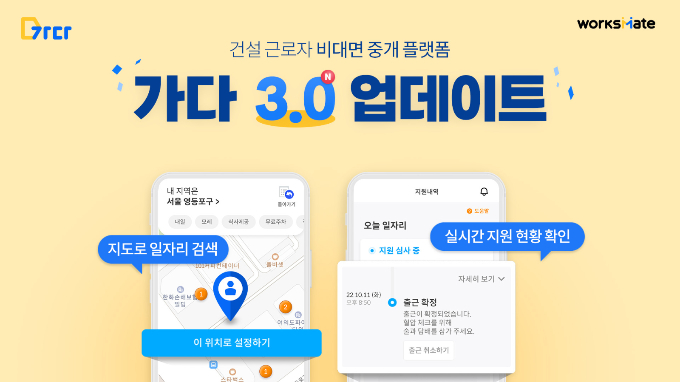 웍스메이트-건설 근로자 비대면 중개 플랫폼 '가다'/사진제공=웍스메이트