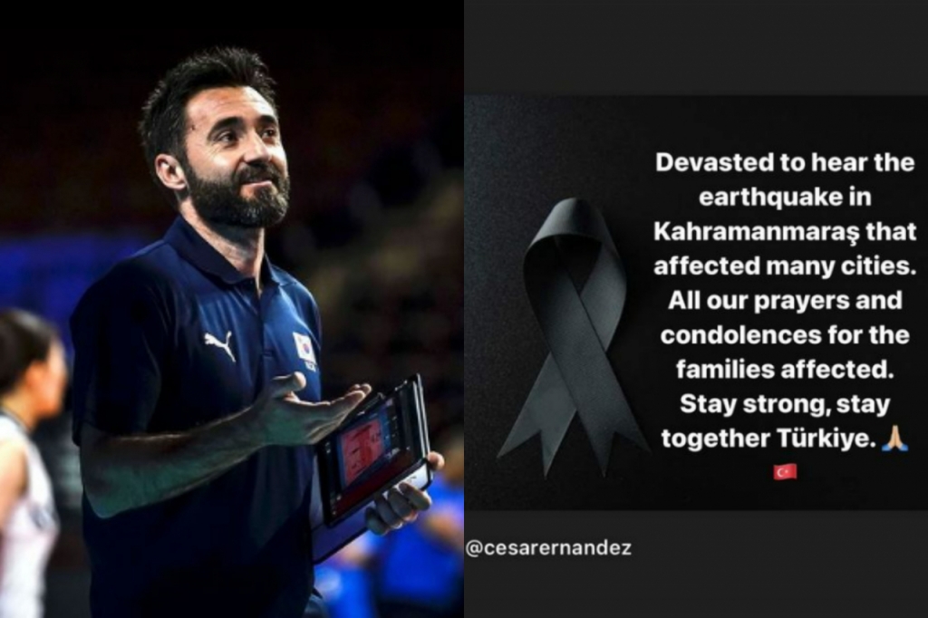 튀르키예를 애도하는 글을 올린 세자르 에르난데스 한국 여자배구 대표팀 감독 /사진=세자르 에르난데스 인스타그램 캡처