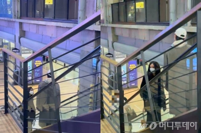 배우 송중기와 그의 아내 케이티 루이스 사운더스가 케이티의 가족들과 함께 8일 오후 9시쯤 서울 강남구 삼성동에 위치한 메가박스 코엑스점을 찾았다. /사진=독자 제공