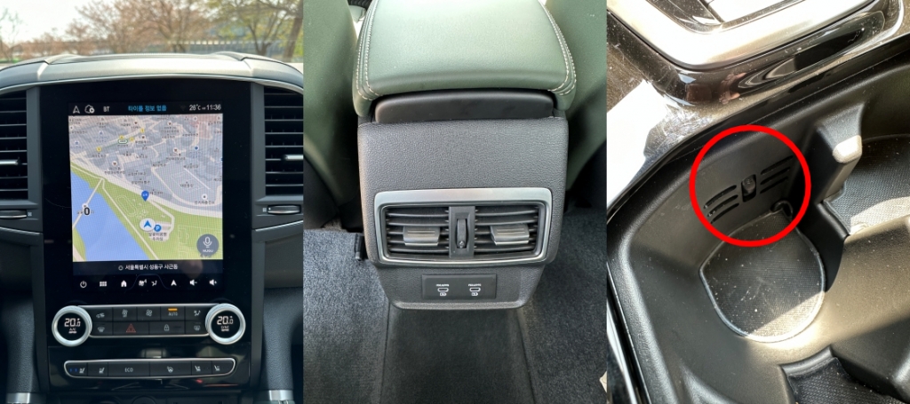 르노코리아 더 뉴 QM6 LPe RE. 1열 컵홀더에 에어컨·히터가 나오는 바람 구멍이 보인다/사진=이강준 기자