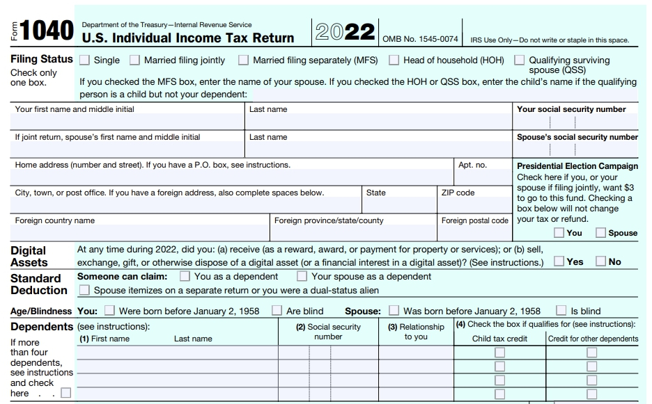 미국 세금환급 서류 1040 /사진=IRS