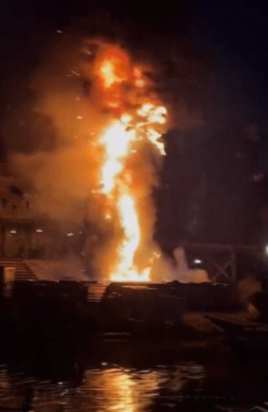 미국 디즈니랜드에 있는 약 14m짜리 용 모형에 화재가 발생했다. /사진=트위터