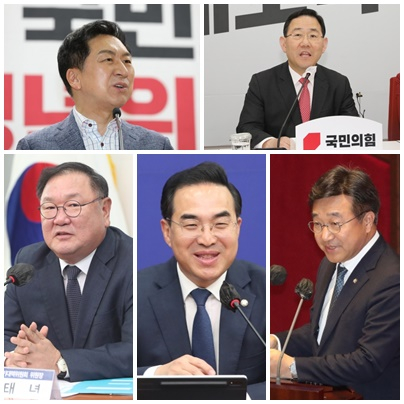 (왼쪽 위부터 시계방향으로)김기현 국민의힘 의원, 주호영 국민의힘 의원, 윤호중 민주당 의원, 박홍근 민주당 의원, 김태년 민주당 의원/사진=뉴스1