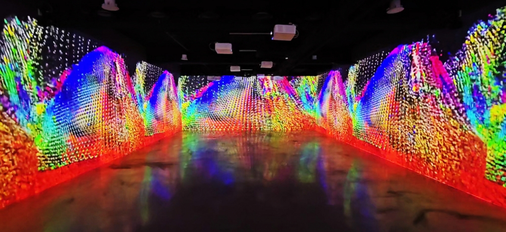 동서대 Media Art Gallery에 전시 중인 가와구치 요이치로 도쿄대학 명예교수의 작품 'Growth'./사진제공=동서대