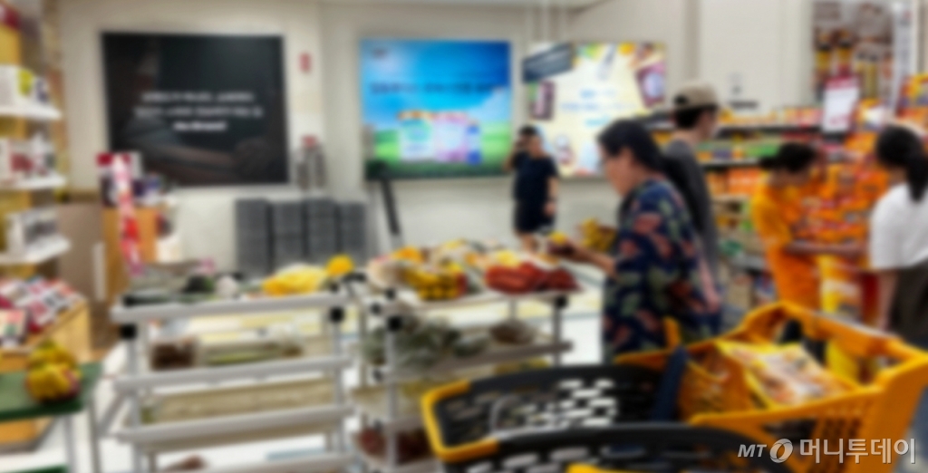 21일 서울의 한 대형마트에서 한 소비자가 재고상품 코너르 둘러보고 있다./사진=김민우 기자