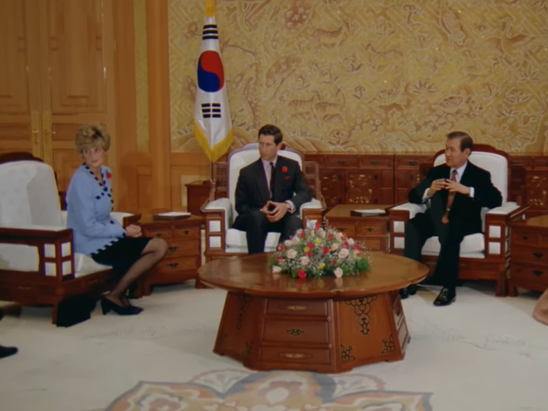 1992년 11월2일 찰스 왕세자와 다이애나 비가 노태우 당시 대통령 초청으로 청와대에 방문한 모습. /사진=국가기록원 대한뉴스 갈무리