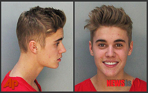 미국 경찰이 2014년 공개한 저스틴비버(당시 20세)의 머그샷/사진=뉴시스