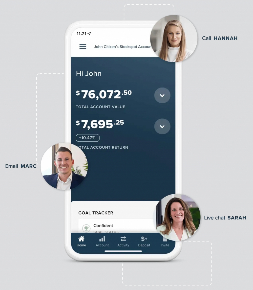 스탁스팟(Stockspot) 가상 고객 계좌 모바일 화면 이미지 /사진제공=미래에셋자산운용
