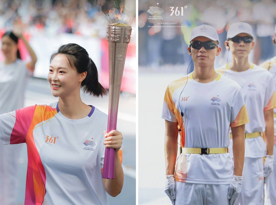 항저우 야윈회(아시안게임) 후원사 361도 옷을 입고 행사에 참가한 모습. /사진 = 361도 제공