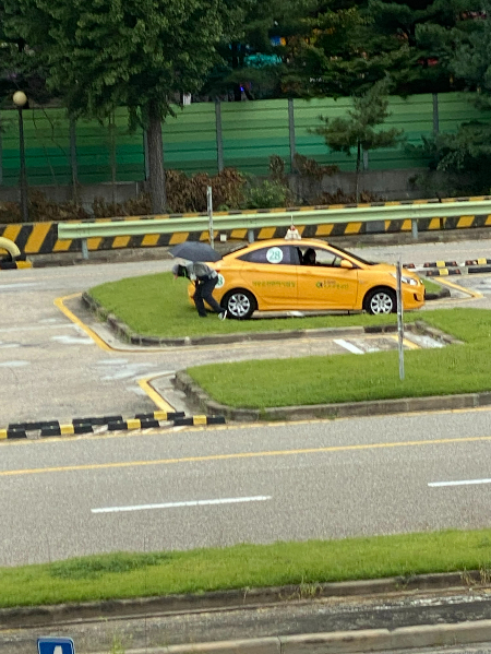 서울 서부면허시험장에서, 기능시험을 보던 한 응시생의 차량이 잔디 위로 올라갔다. 기자가 운전한 차량은 아니다(오해 금지). 기능 시험이 많이 어려워졌음을 알았다./사진=남형도 기자