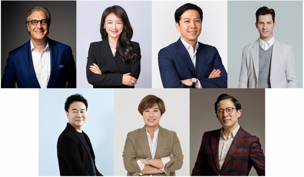 (윗줄 왼쪽부터 시계 방향으로) 찰스 퍼거슨 G-P 아태지역 총괄대표, 전유미 퍼솔켈리코리아 대표, 이준영 상명대 교수, 알베르토 몬디 디엘레멘트 창업자, 박용후 피와이에이치 대표, 박세리 감독, 미키김 액트투벤처스 대표 /사진=와이앤아처