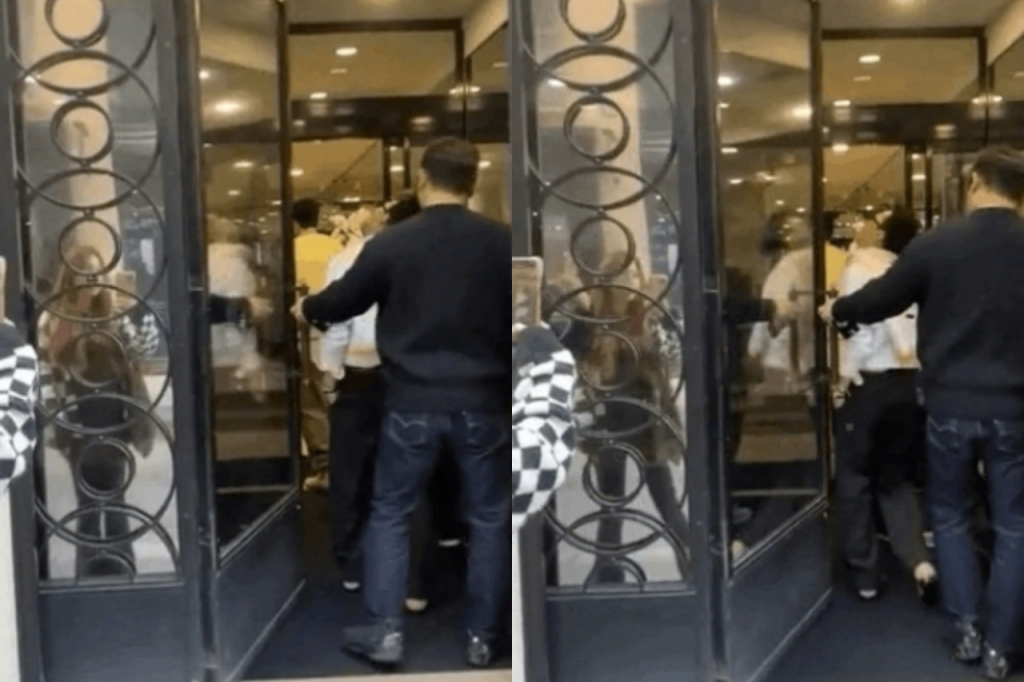 술에 취한 듯 제대로 걷지 못하며 몸을 휘청이는 가수 지드래곤(영상 속 흰색 옷) /사진=X(엑스·구 트위터) 캡처