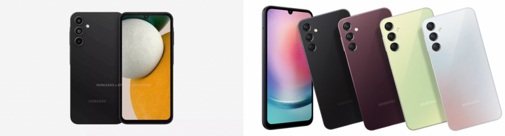 갤럭시A15(왼쪽)와 갤럭시A25의 렌더링 이미지./사진=샘모바일