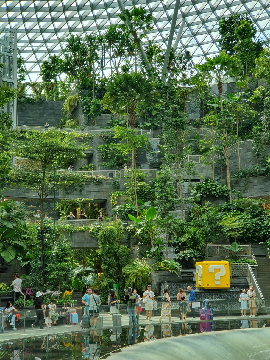 23일 싱가포르 창이공항 연계 시설인 '쥬얼창이' 내 시세이도 포레스트 밸리는 크리스마스 시즌과 슈퍼마리오 프로모션에 맞춰 곳곳에 구조물을 설치했다. /사진=이민하 기자