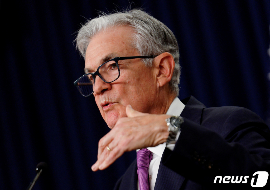 미국 워싱턴에서 연설 중인 제롬 파월 미국 연방준비제도(Fed) 의장. /로이터=뉴스1