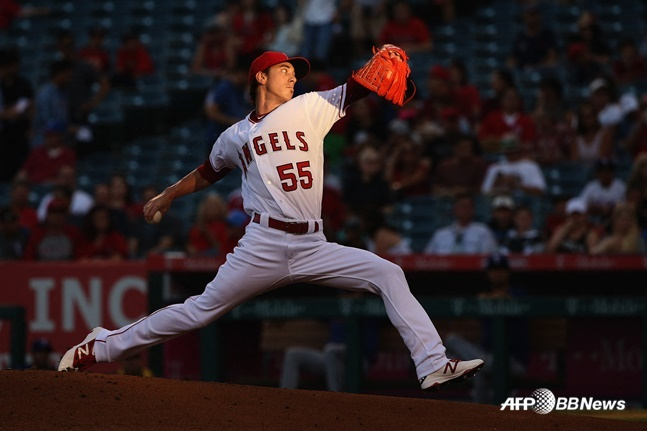 LA 에인절스 시절인 2016년 팀 린스컴의 투구 모습. /AFPBBNews=뉴스1