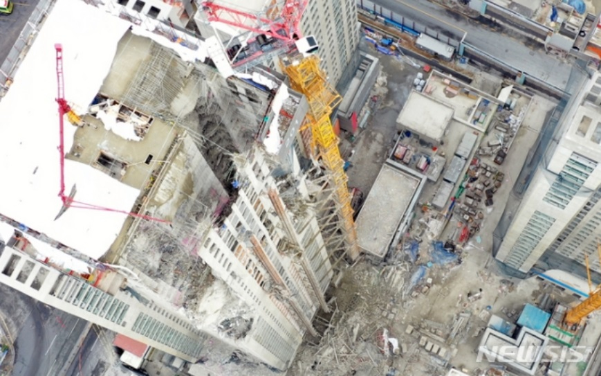 2022년 1월 공사 중 붕괴돼 인부 6명이 숨진 광주 화정 아이파크 아파트 건설 현장의 모습. /사진=뉴시스 
