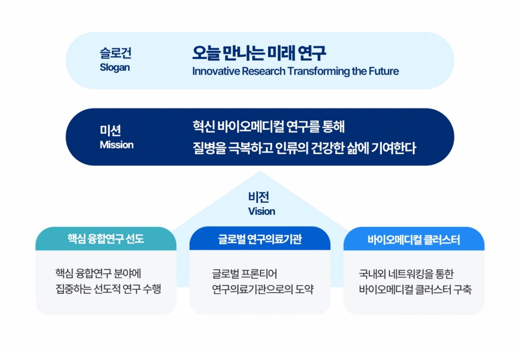 강남세브란스병원 연구력 향상을 위한 미션과 비전을 담은 모식도. /그림=강남세브란스병원