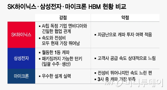 SK하이닉스·삼성전자·마이크론 HBM 현황 비교/그래픽=윤선정