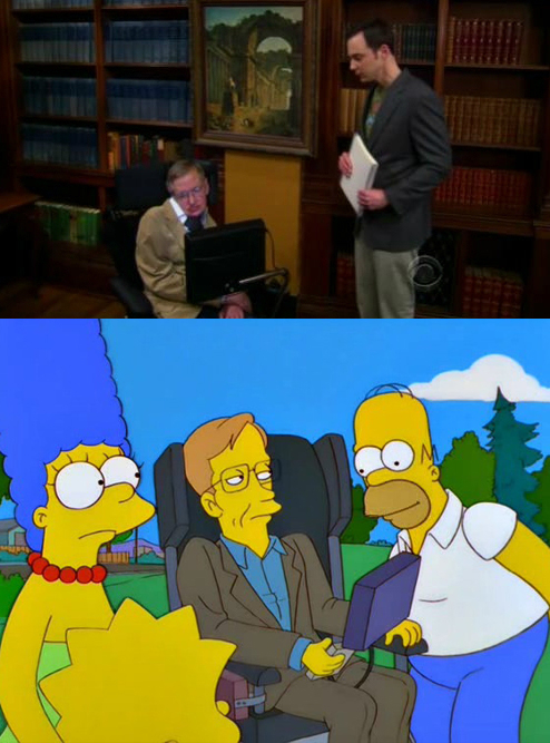 TV에 카메오로 등장했던 스티븐 호킹 박사 /사진=CBS '빅뱅이론', '심슨가족' 영상 갈무리