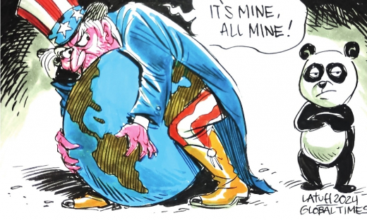 중국 매체 글로벌 타임스 '만화'란에 실린 풍자 만화. /사진=글로벌타임스 웹페이지