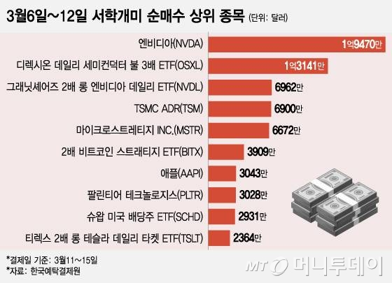 서학개미 순매수 상위 종목/그래픽=조수아