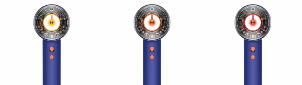 두피와 헤어드라이어 간 거리에 따라 색깔이 바뀌며 온도를 일정히 유지해준다/사진제공=다이슨