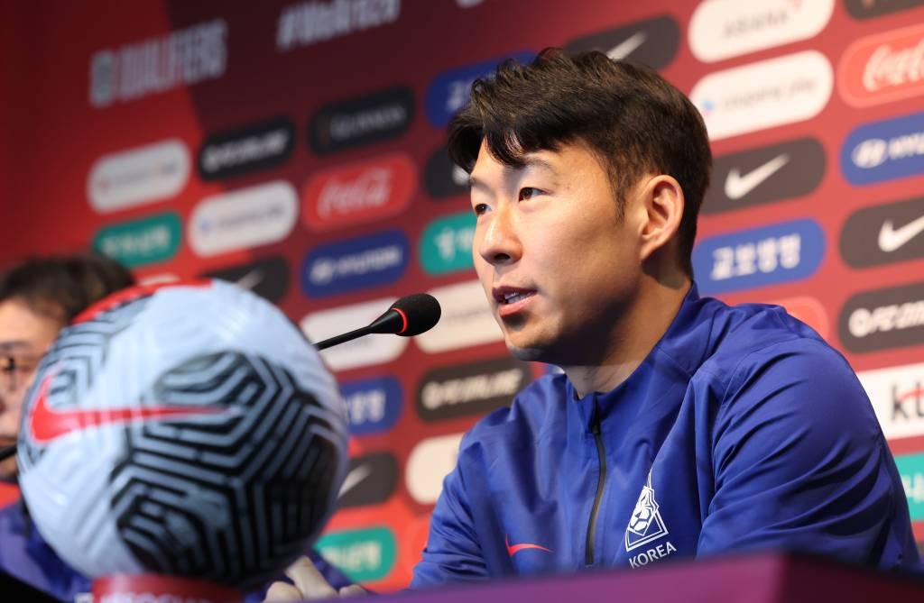 손흥민이 20일 오후 서울 마포구 서울월드컵경기장에서 열린 2026 FIFA 북중미 월드컵 2차예선 태국과의 경기 전 공식 기자회견에서 발언하고 있다. /사진=뉴시스