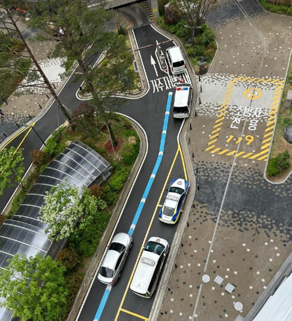 경찰이 출동해 문제가 된 차량을 조사하고 있는 모습./사진=온라인 커뮤니티 캡쳐 