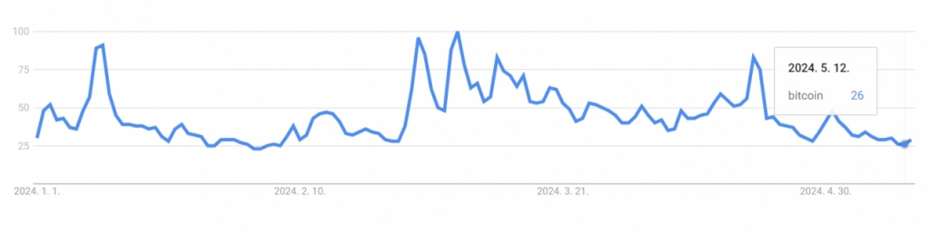 올해 전 세계 'bitcoin' 검색량 추이. /자료=구글 트렌드.