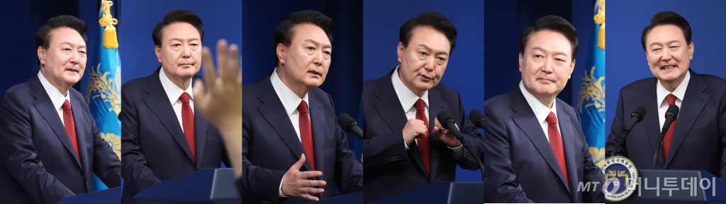 [서울=뉴시스] 조수정 기자 = 윤석열 대통령이 9일 서울 용산 대통령실 청사 브리핑룸에서 취임 2주년 기자회견을 하고 있다. 2024.05.09. chocrystal@newsis.com /사진=조수정