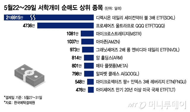 5월22~29일 서학개미 순매도 상위 종목/그래픽=이지혜