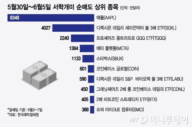 5월30일~6월5일 서학개미 순매도 상위 종목/그래픽=윤선정