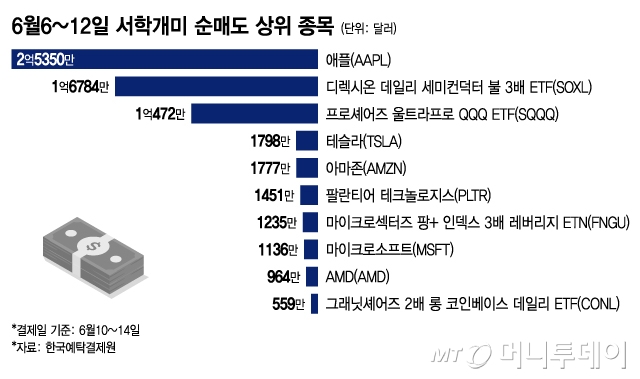 6월6~12일 서학개미 순매도 상위 종목/그래픽=이지혜