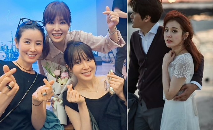 배우 하희라가 인스타그램에 게재한 사진을 통해 배우 조안(왼쪽 사진 중 오른쪽)의 근황이 5년 만에 포착됐다. 오른쪽은 조안의 웨딩 화보. /사진=하희라 인스타그램,TV조선 '아내의 맛' 제공